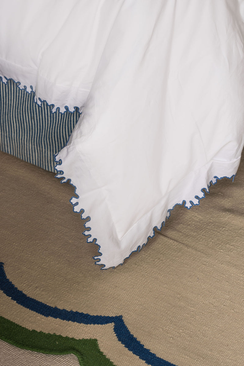 Rebecca Udall, Thea Scalloped Bed Linen, Denim Blue, Hem Detail