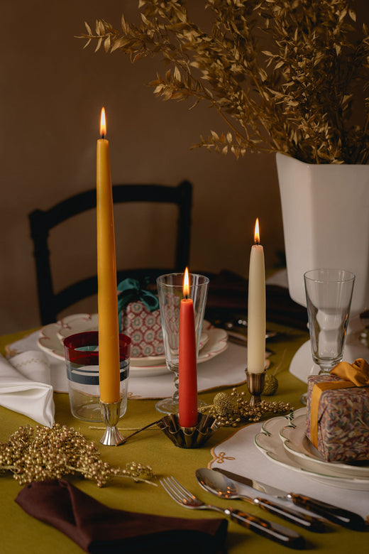 Set of 6 Short Danish Taper Candles, Ivory