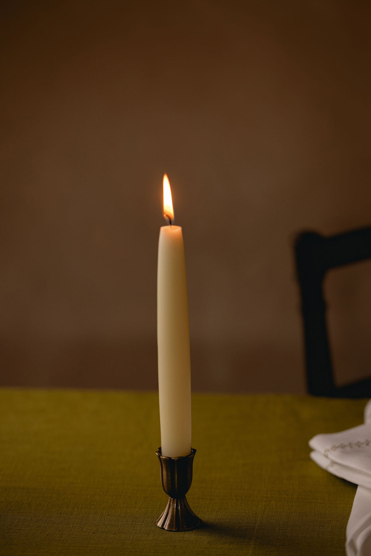 Set of 6 Short Danish Taper Candles, Ivory