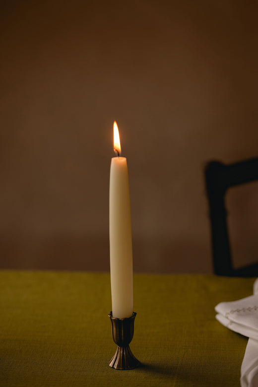Set of 6 Short Danish Taper Candles, Ivory