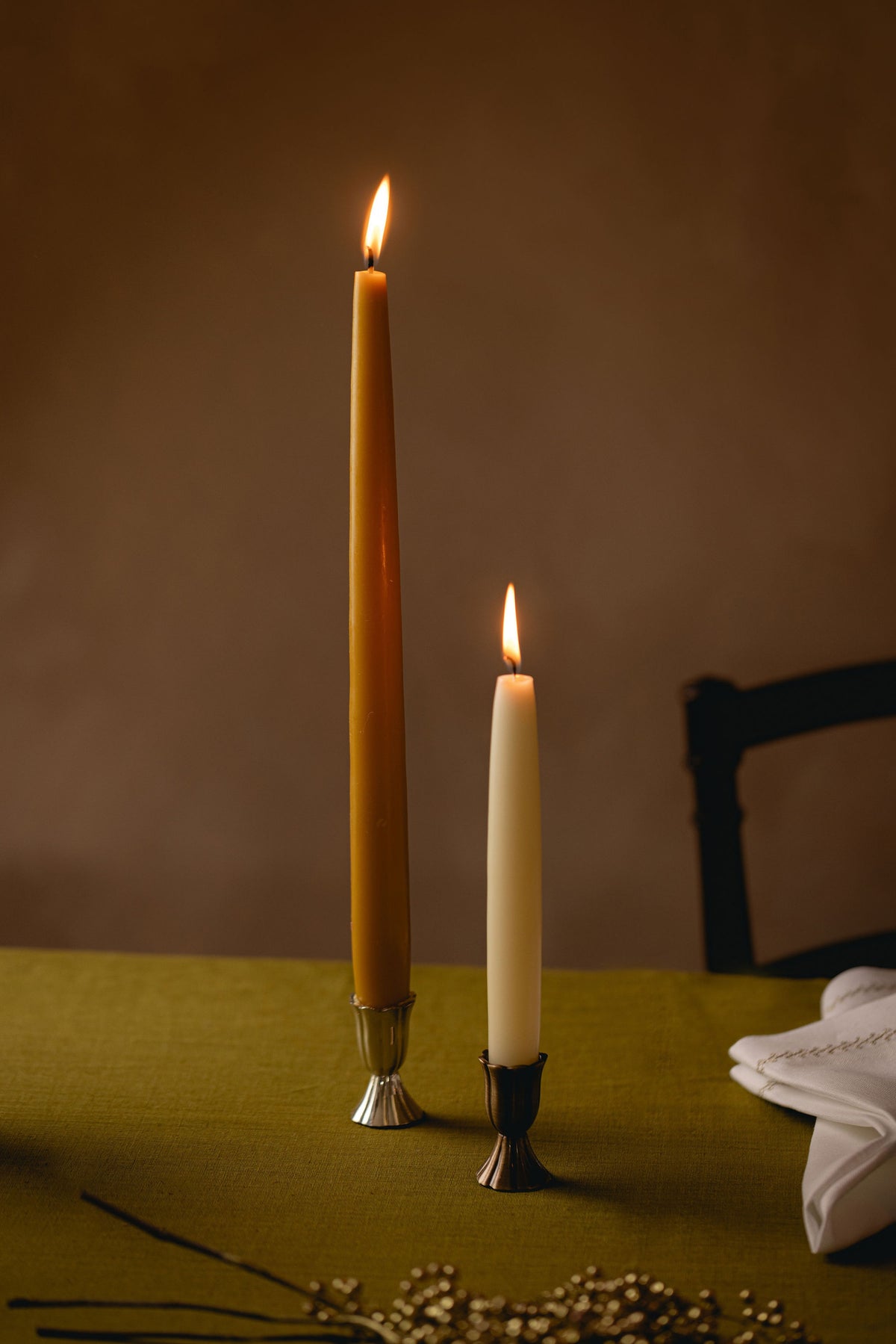 Set of 6 Short Danish Taper Candles, Ivory