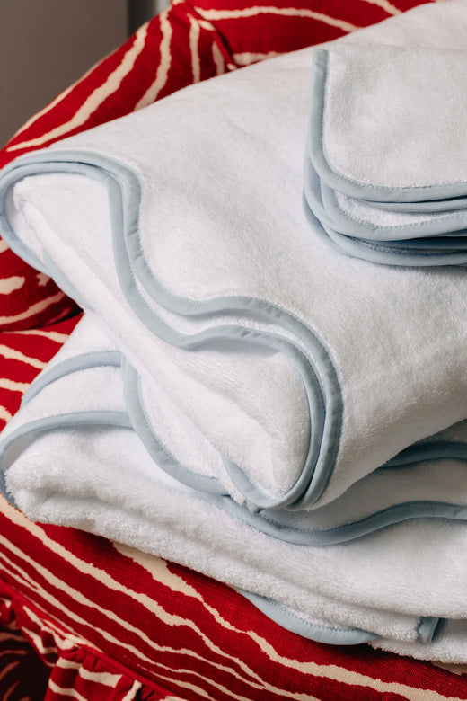 Amelia Scalloped Bath Towel, Powder Blue