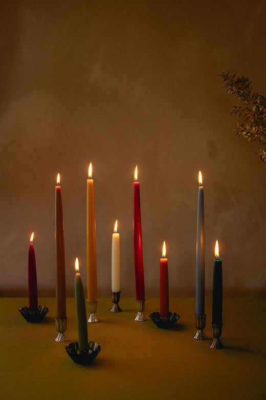 Set of 6 Short Danish Taper Candles, Ivory