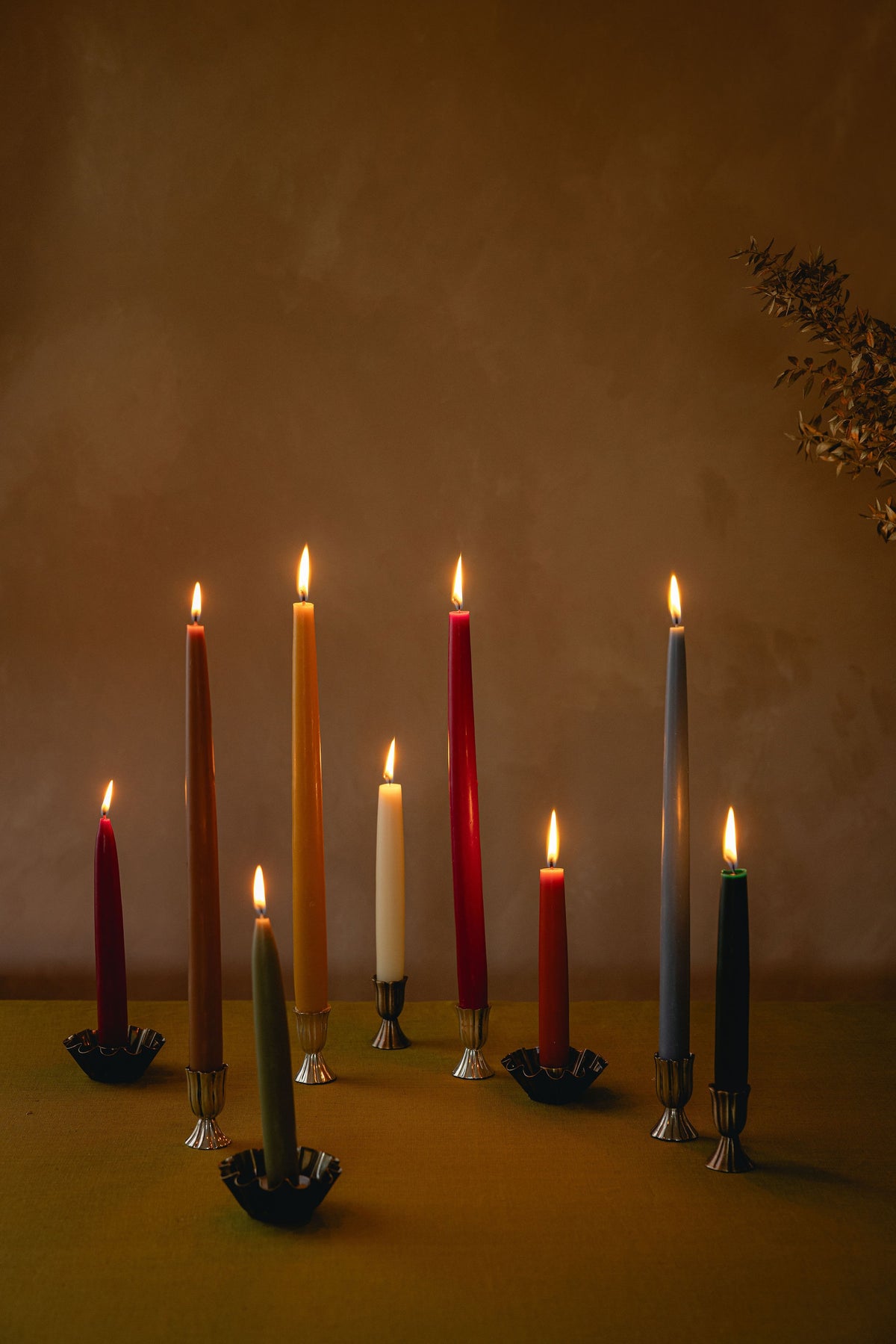 Set of 6 Short Danish Taper Candles, Ivory