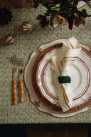 Set of 4 Martha Linen Placemats, White/Antique Gold, with Basketweave Tablecloth