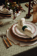 Set of 4 Martha Linen Placemats, White/Antique Gold