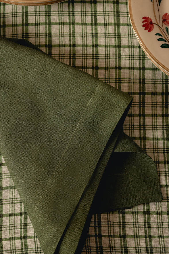Pair of Nancy Linen Napkins, Pine Green