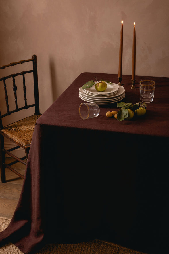 Classic Linen Table Linens, Black Cherry