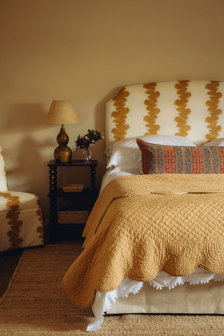 Thea Scalloped Bed Linen, White, Bedroom Lifestyle