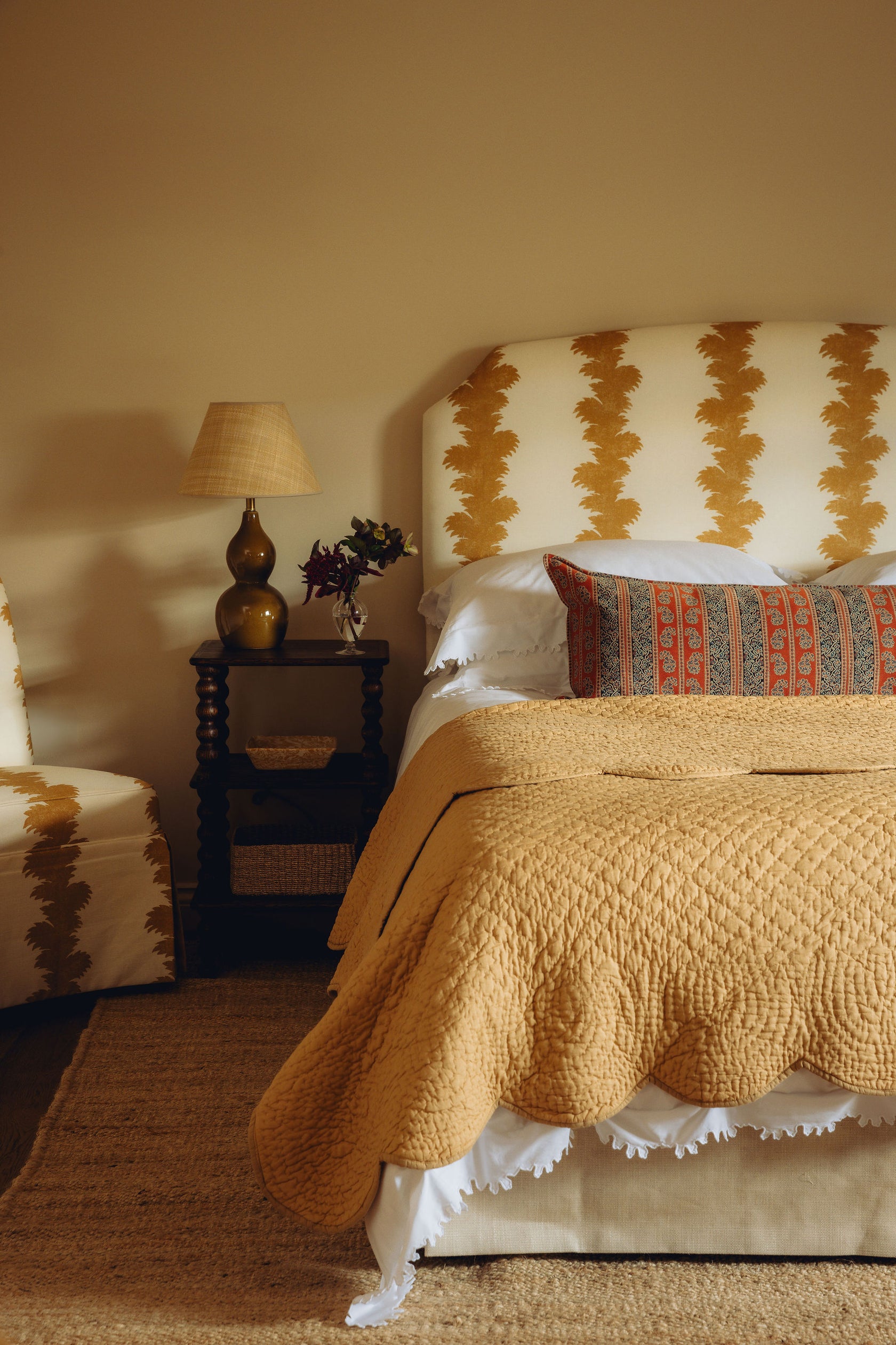 Genevieve Lumbar Cushion, with Thea Bed Linen