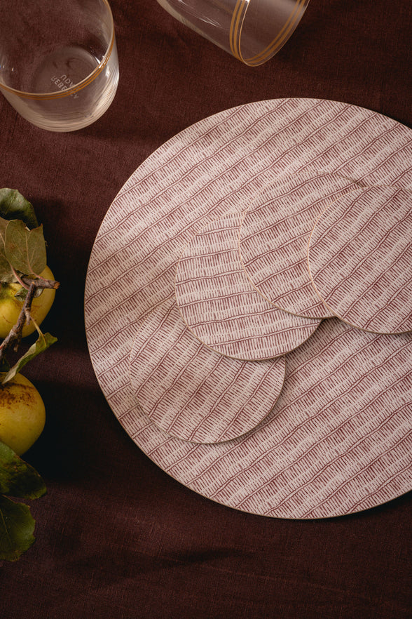 Margot Cork Backed Round Placemat, Burgundy