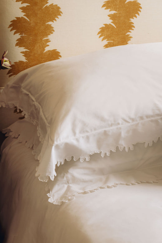 Thea Scalloped Pillowcases, White
