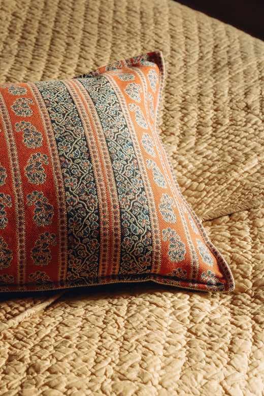 Genevieve Lumbar Cushion, Detail, with Bedspread