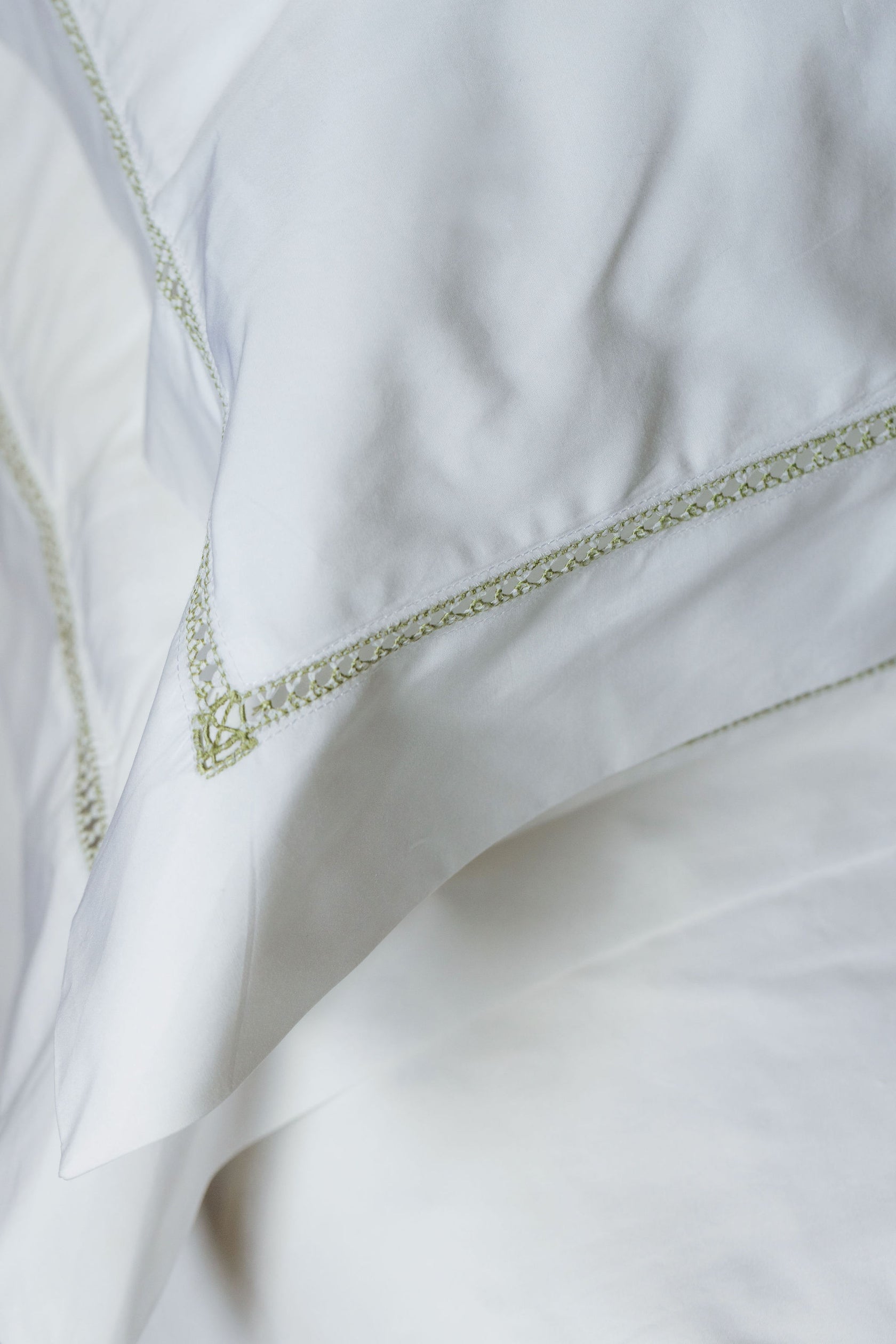 Georgiana Ladderstitch Pillowcases, Sage