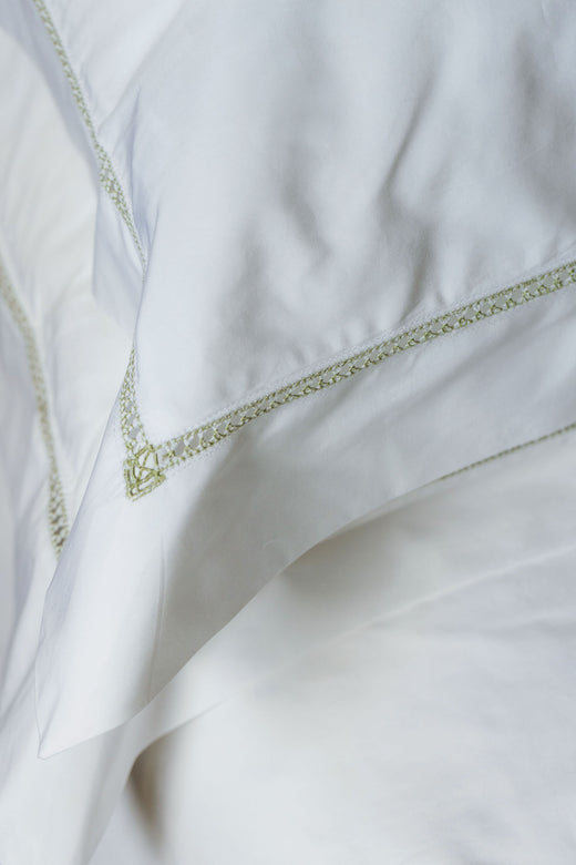 Georgiana Ladderstitch Pillowcases, Sage