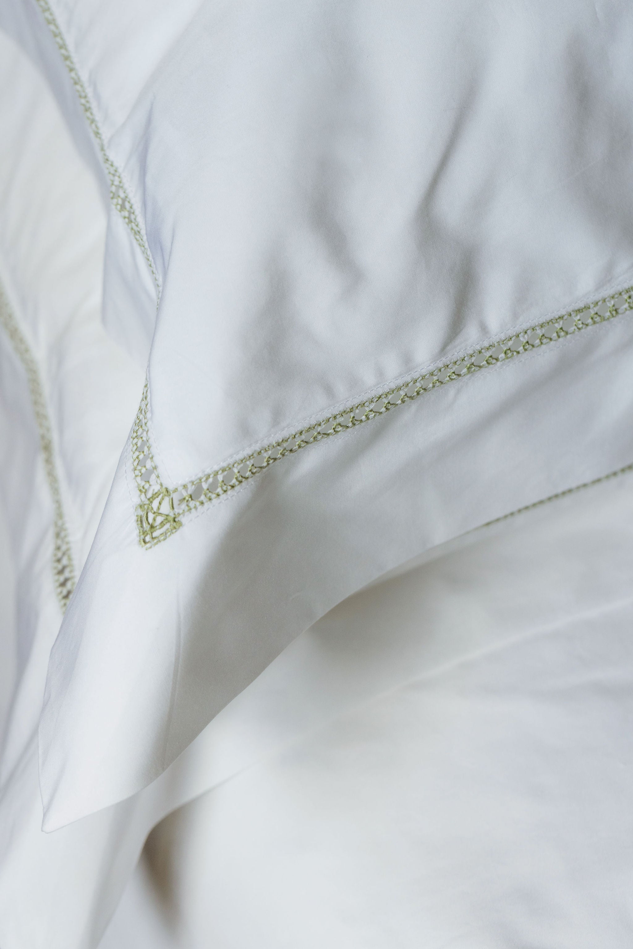 Georgiana Ladderstitch Pillowcases, Sage