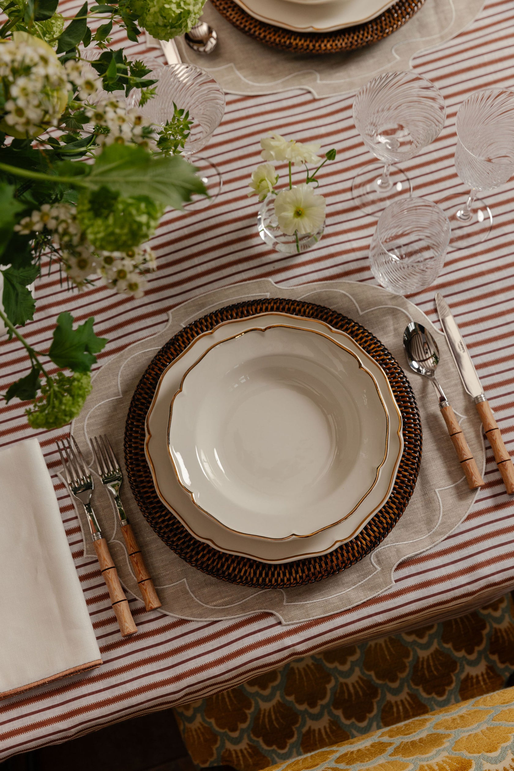 Rebecca Udall Twisted Cut Crystal Red Wine Glass with the Madeleine Crockery
