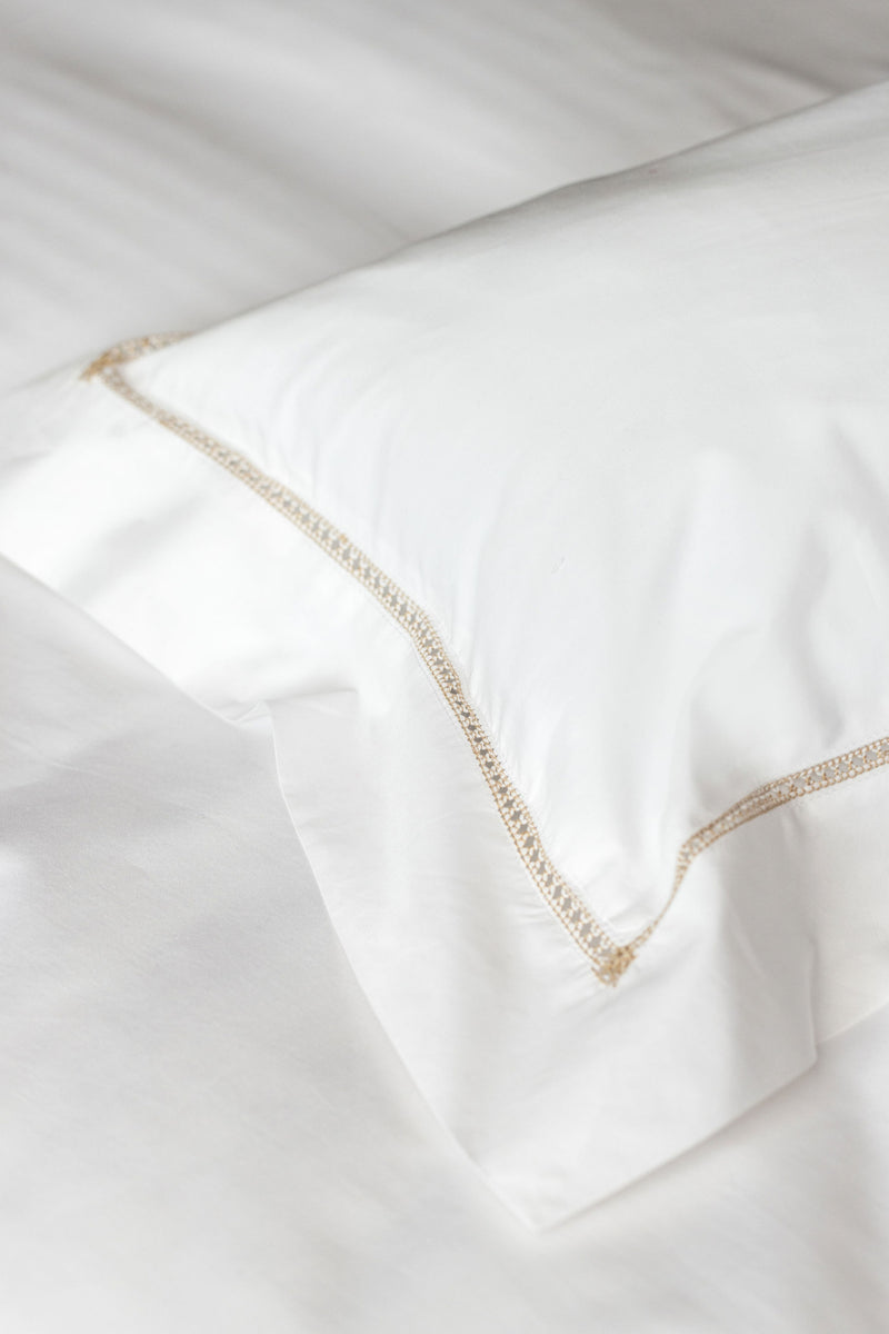 Rebecca Udall, Georgiana Ladderstitch Boudoir Pillowcase, Nougat Sand Stitching