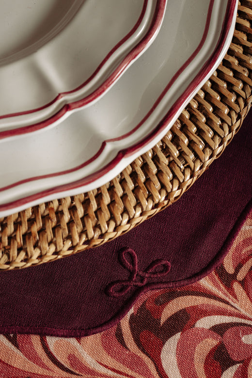 Zita Scalloped Crockery, Maroon Red