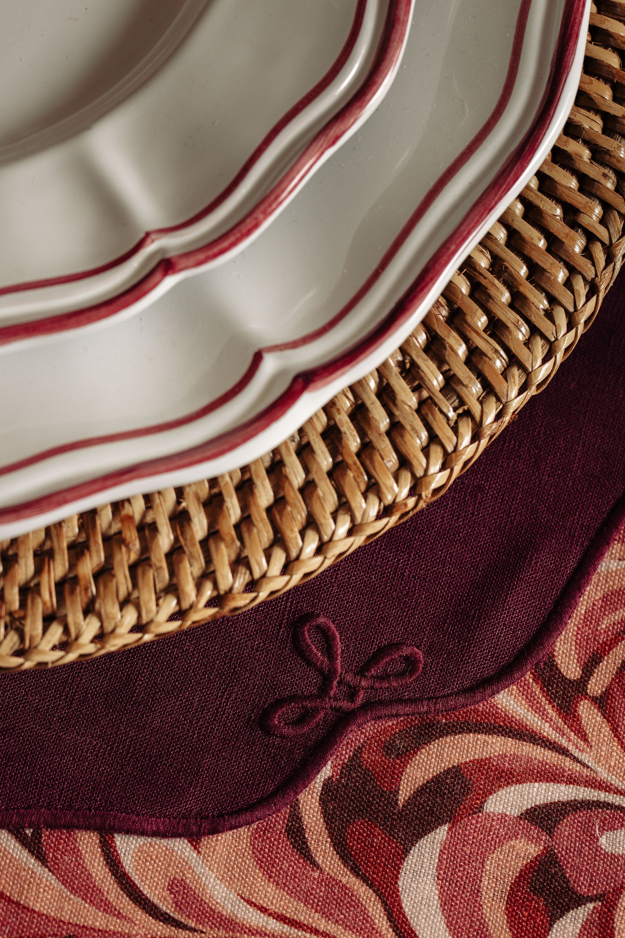 Zita Scalloped Crockery, Maroon Red