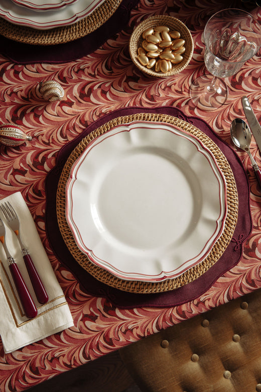 Zita Scalloped Crockery, Maroon Red