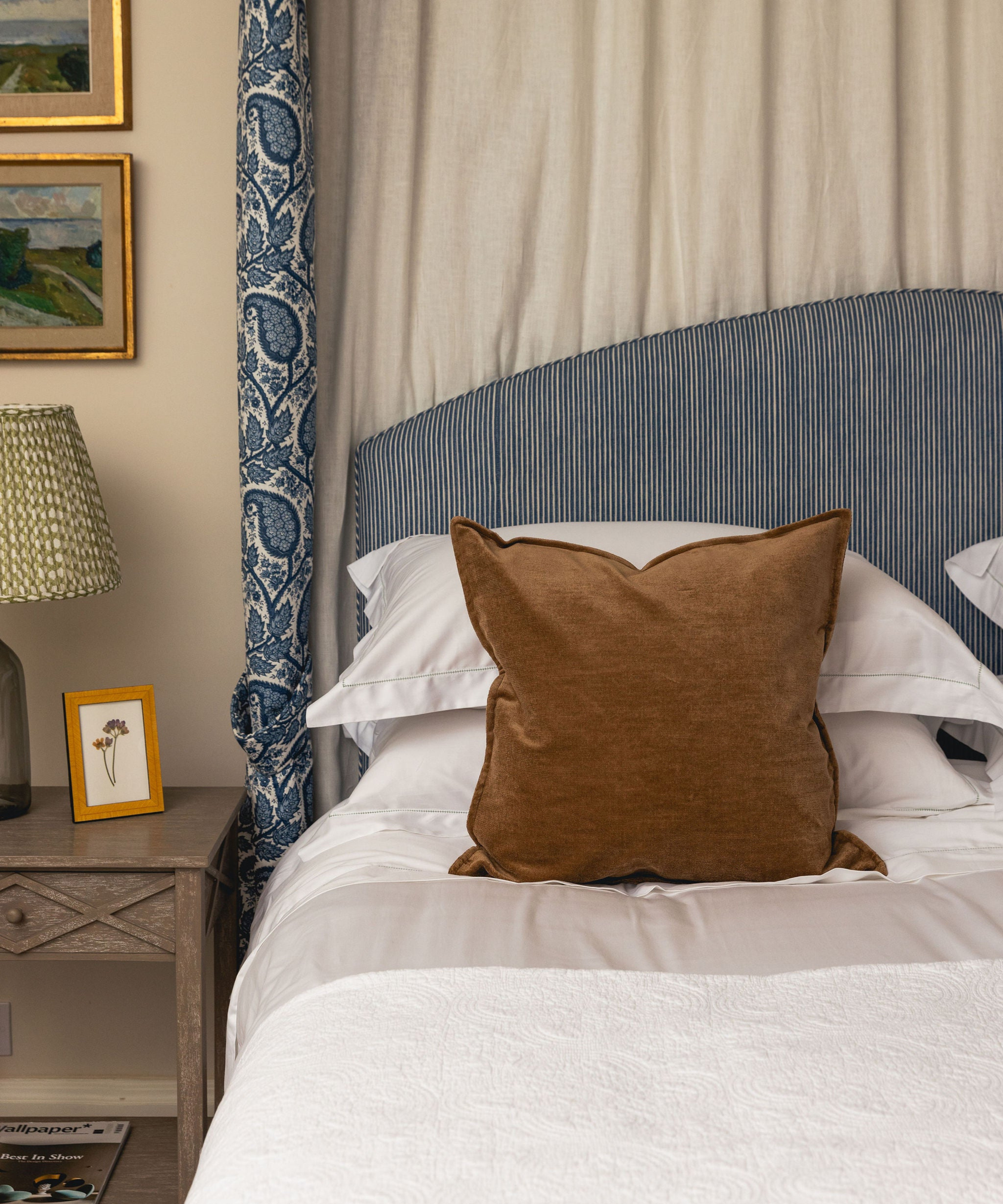 Rebecca Udall, Verity Linen Velvet Square Cushion, Nougat Brown with the Katherine Photo Frame