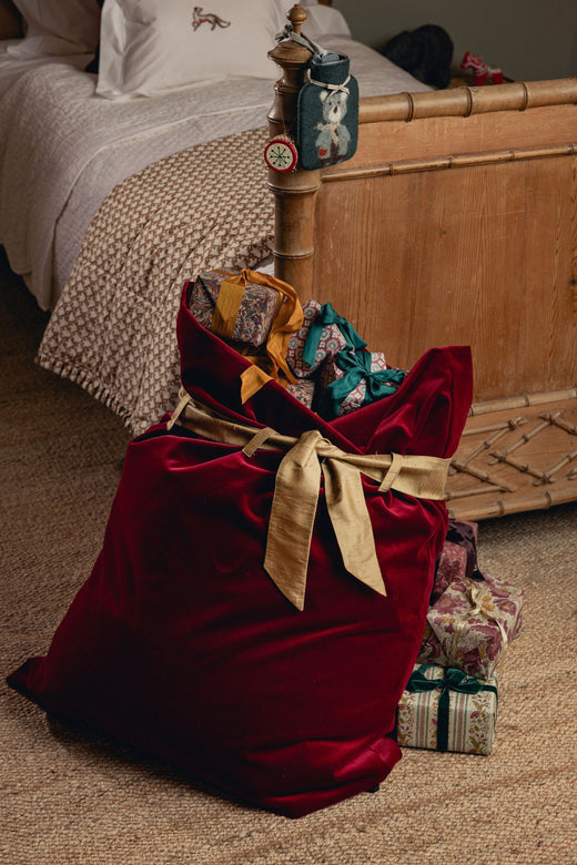 Velvet & Silk Christmas Sack, Burgundy
