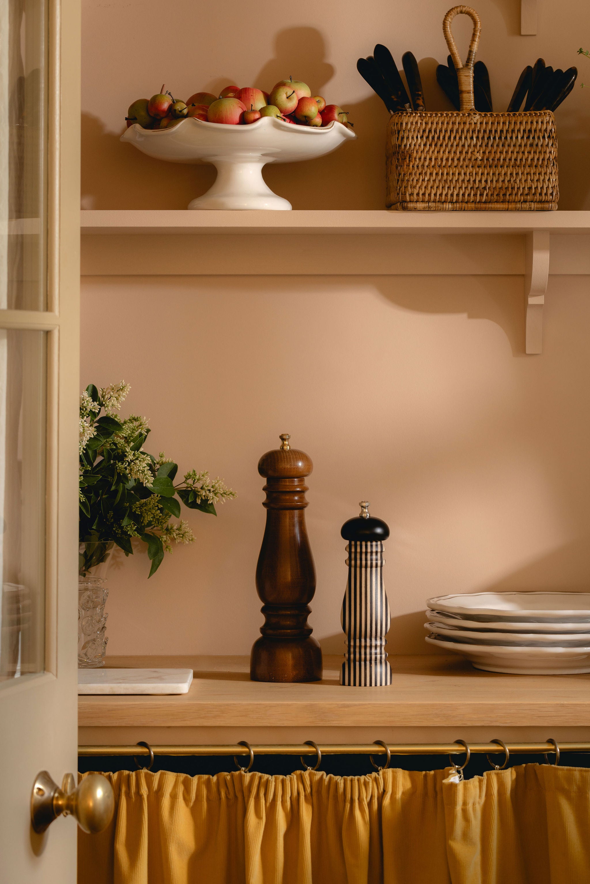 Odessa Striped Pepper Mill with Frederica Pepper Mill