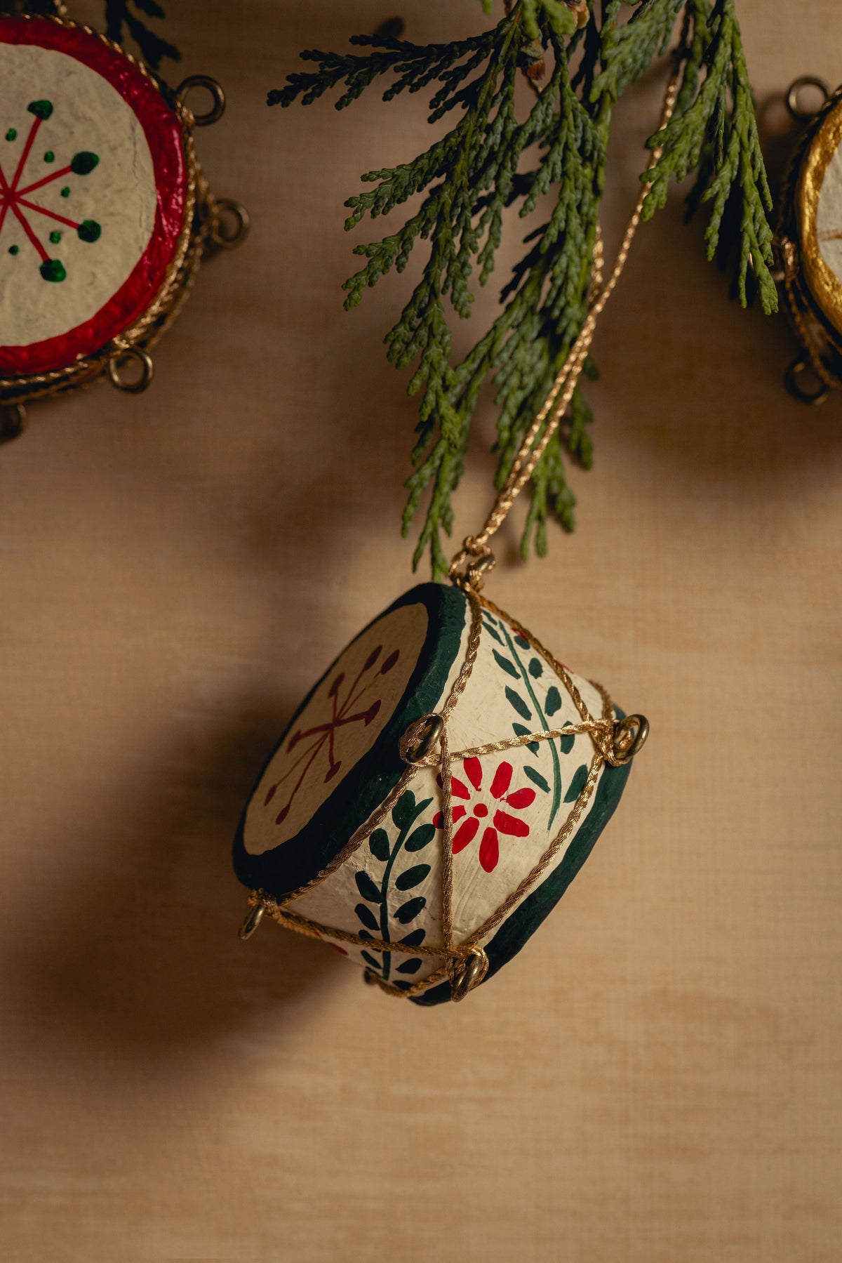 Set of 4 Drum Christmas Decorations