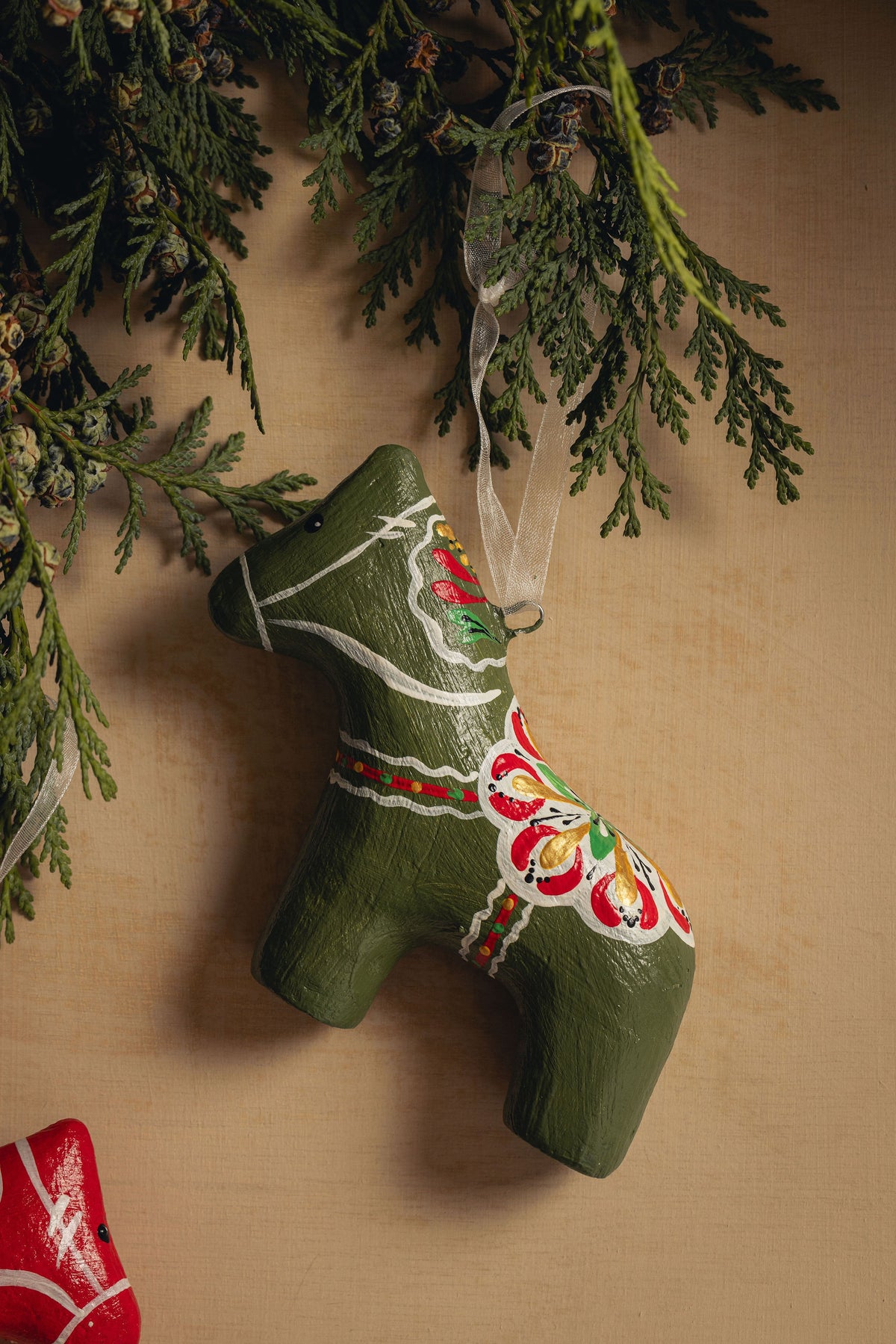 Set of 3 Dala Horse Christmas Decorations