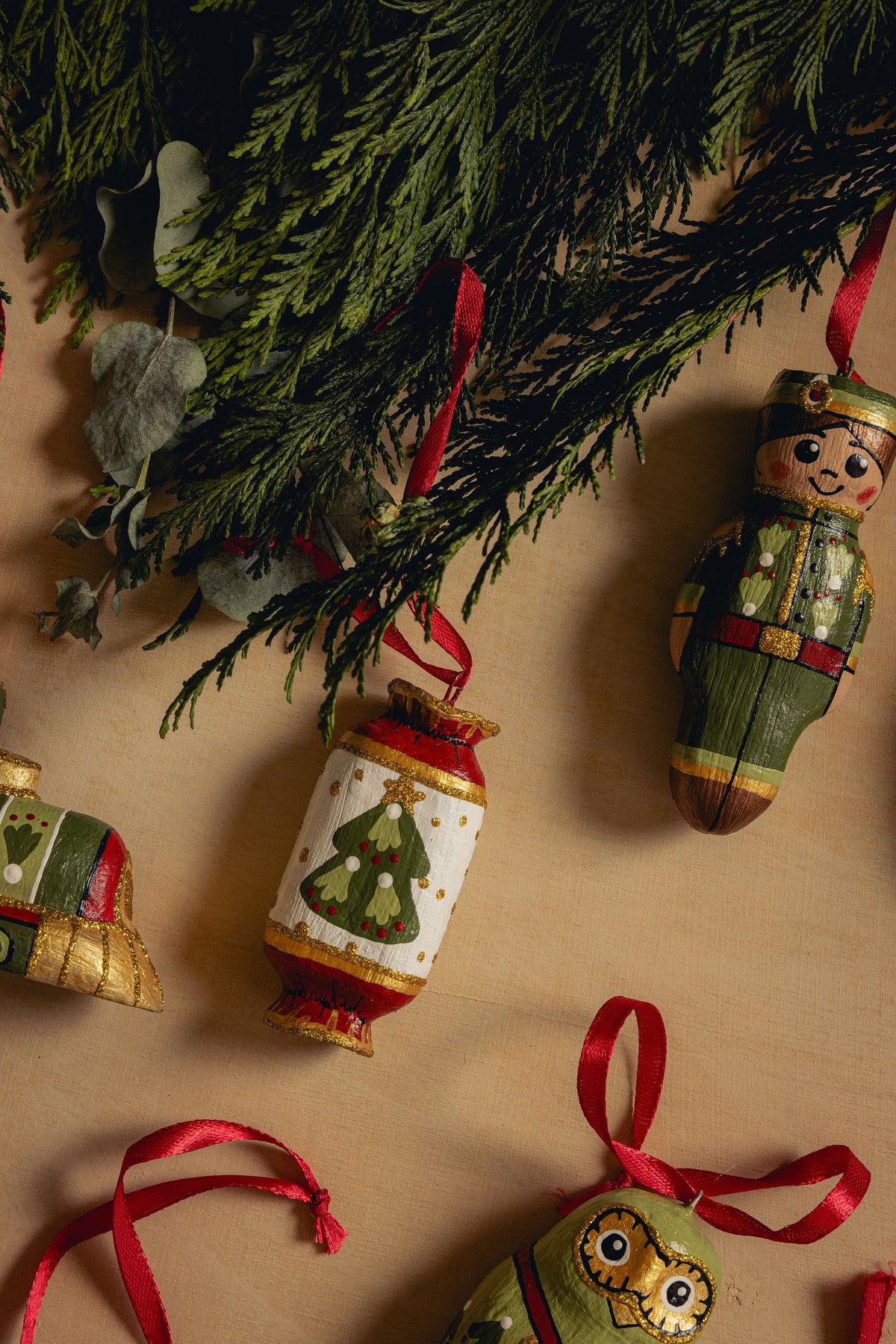 Set of 12 Folk Christmas Decorations