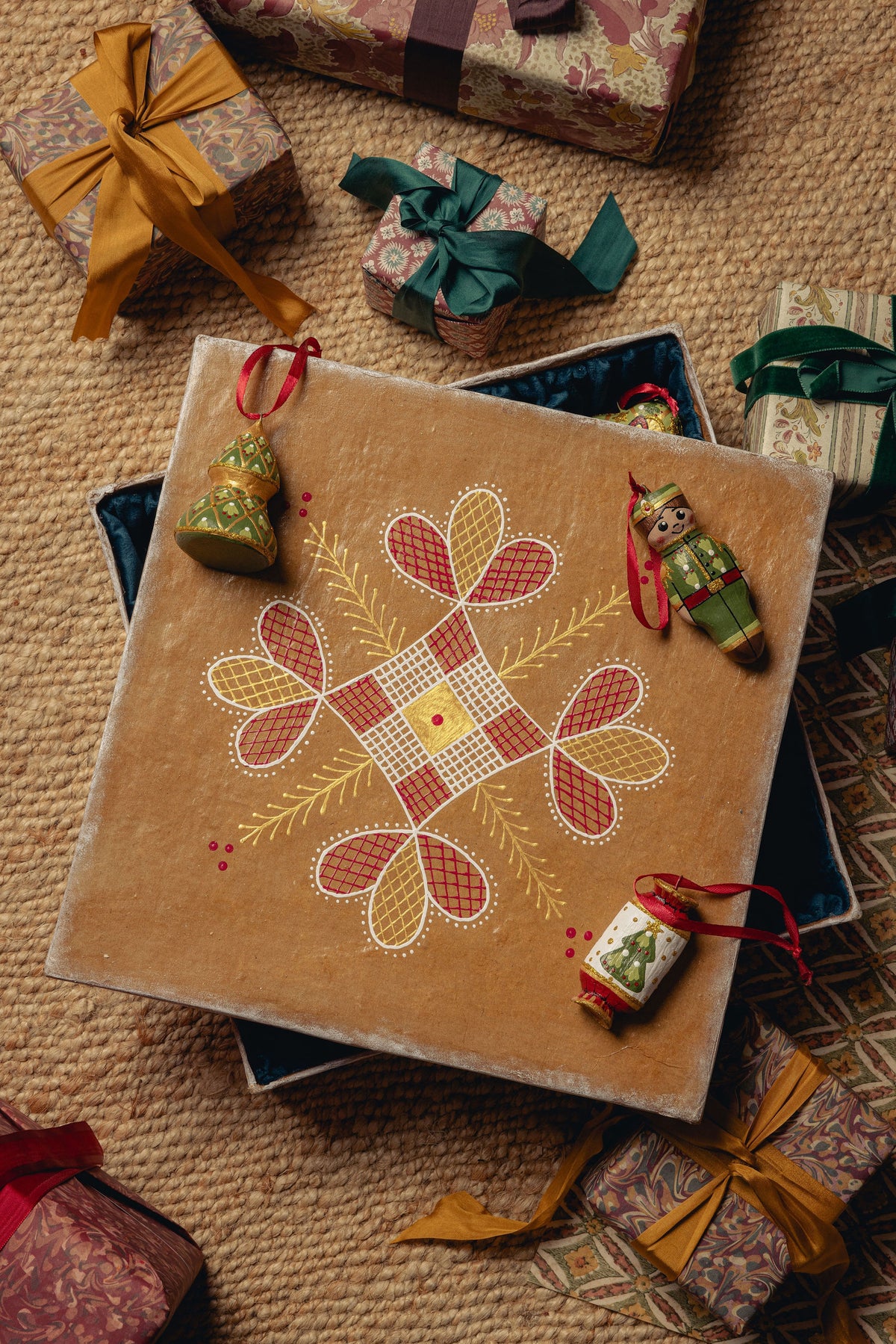 Set of 12 Folk Christmas Decorations