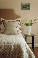 Clara Pleated Quilted Cotton Bedspread, Sage