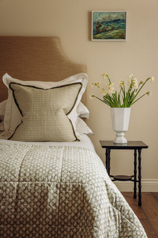 Clara Pleated Quilted Cotton Bedspread, Sage