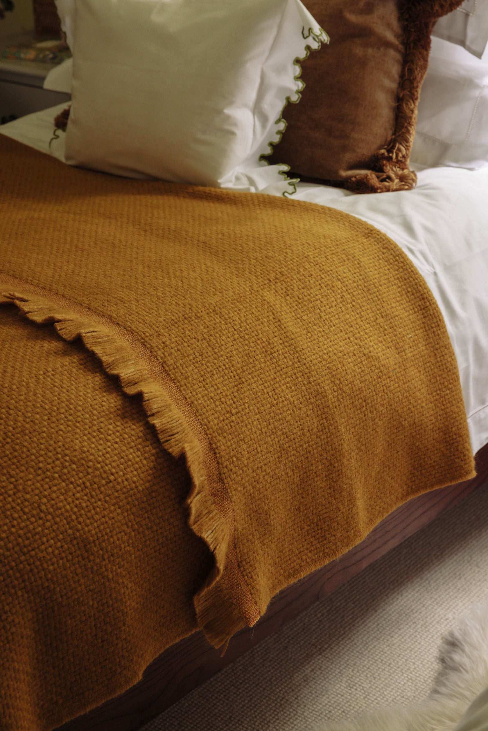 Rebecca Udall Basketweave Alpaca Throw, Mustard, Lifestyle