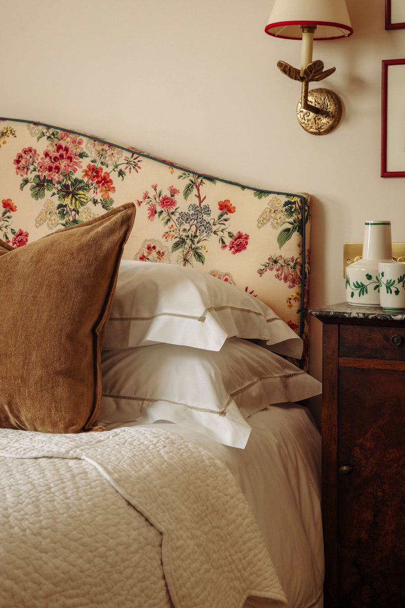 Rebecca Udall Nina Scalloped Quilted Cotton Bedspread, White with Georgiana Ladderstitch Boudoir Pillows