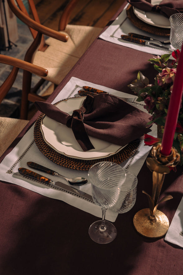 Classic Linen Table Linens, Black Cherry