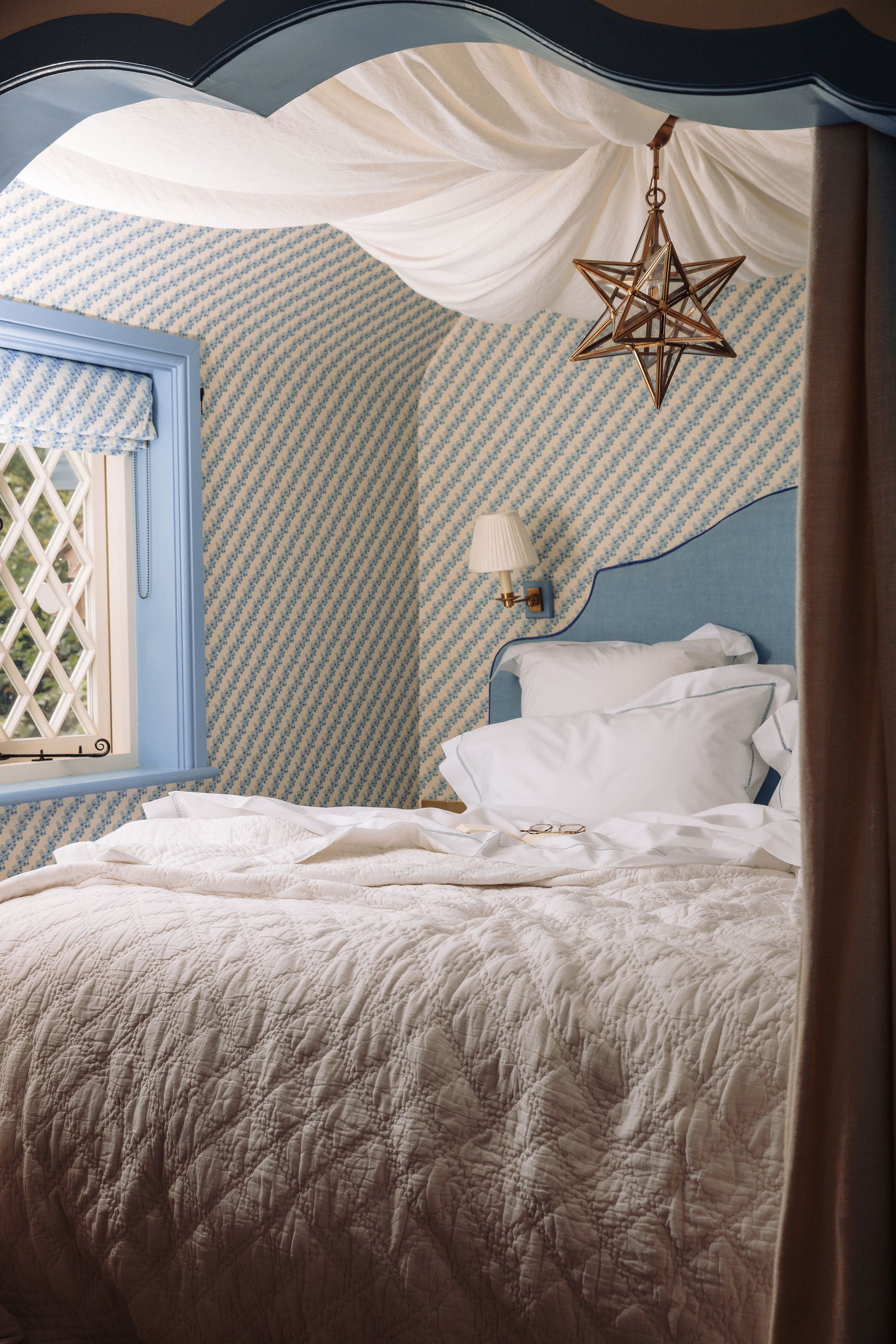 Rebecca Udall Eva Quilted Cotton Bedspread, White, with Georgiana Bed Linen