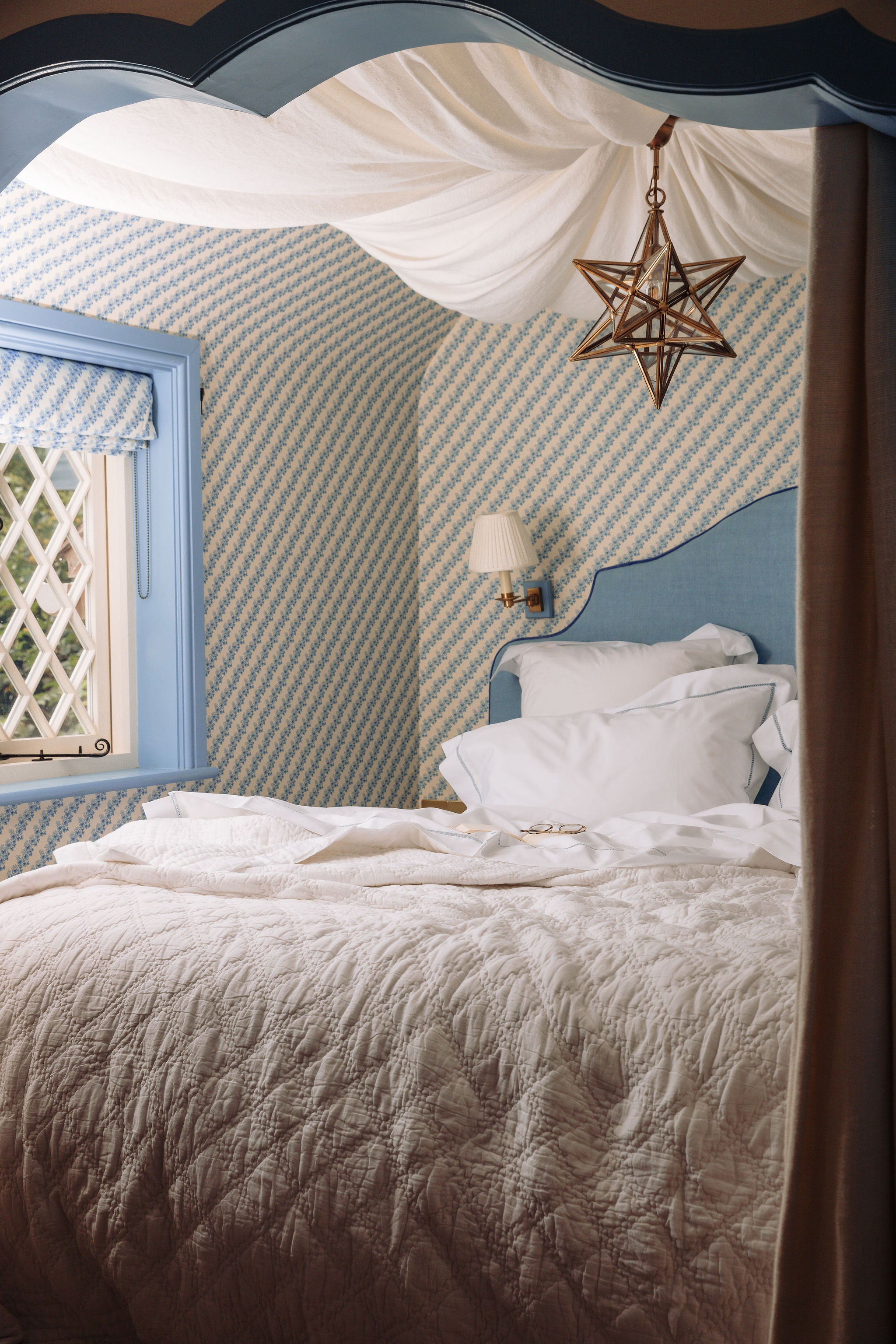 Rebecca Udall Eva Quilted Cotton Bedspread, White, with Georgiana Bed Linen