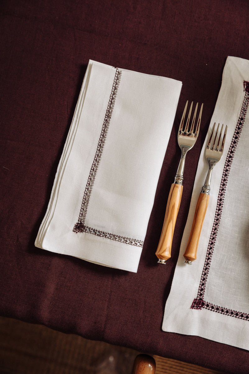 Rebecca Udall Nora Cutlery Set & Georgiana Ladderstitch Linen Napkin, detail