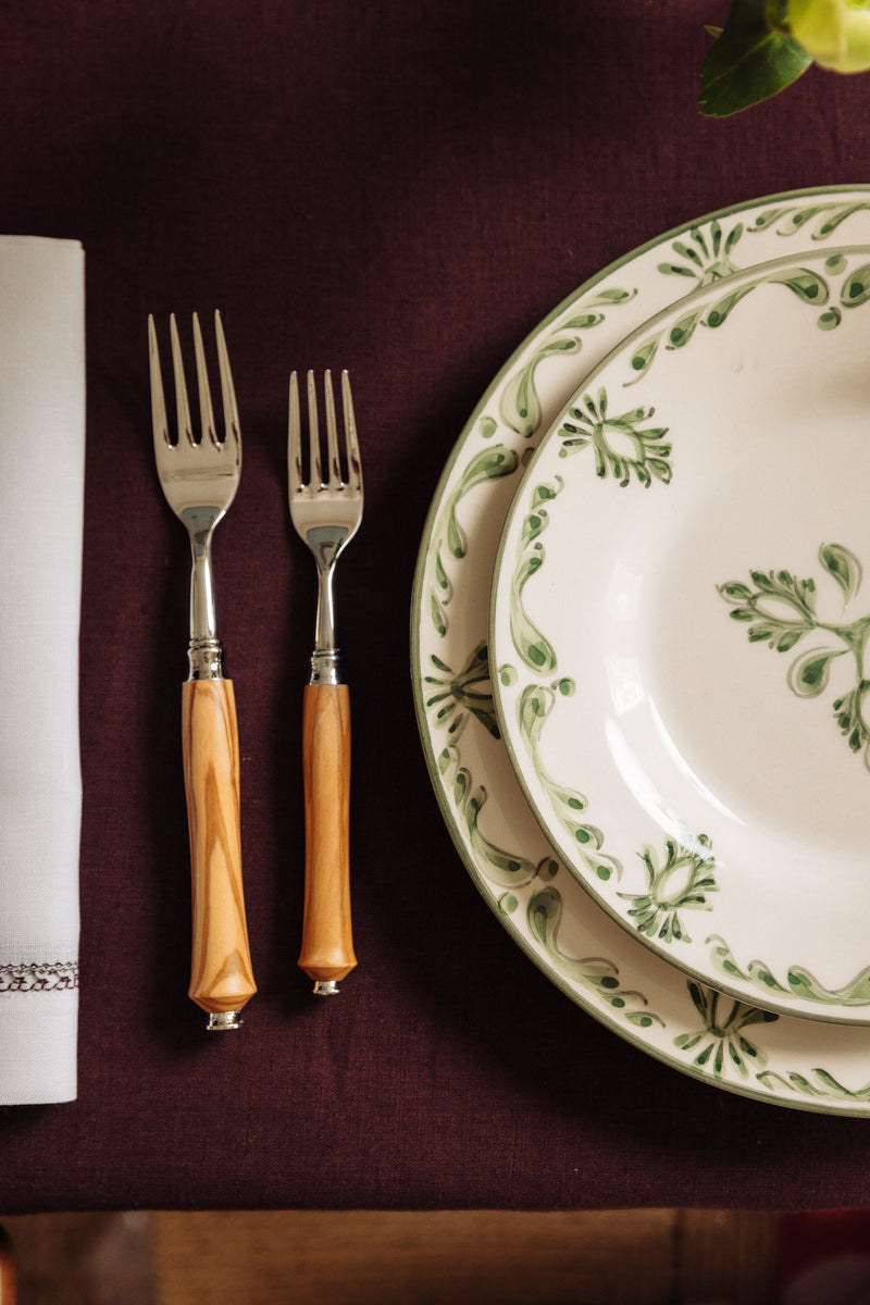 Rebecca Udall Nora Cutlery Set & Eleanor Crockery, Forest Green