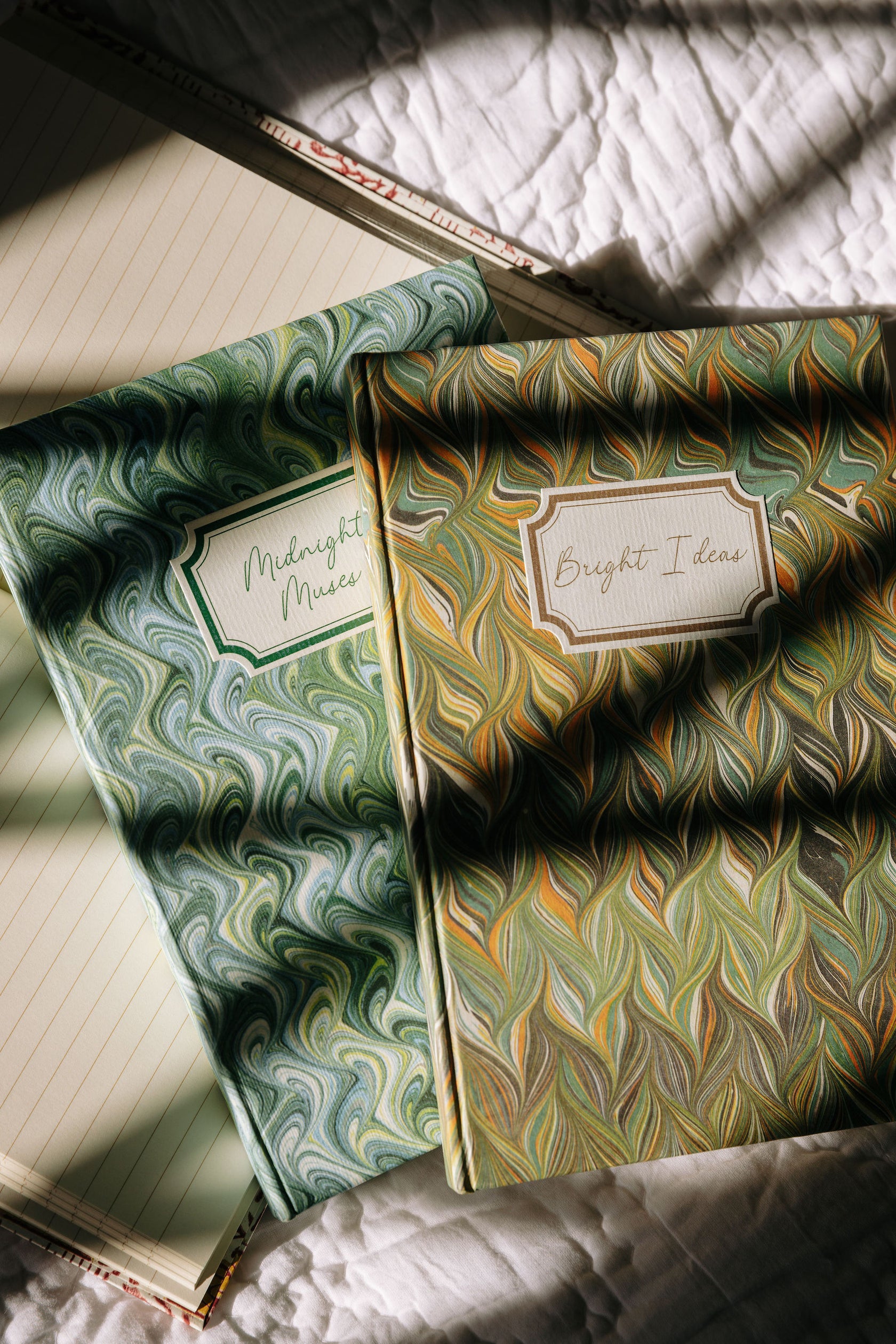 Midnight Muses Notebook, Marble Blue/Green, Lifestyle