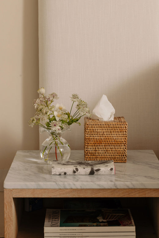 Rattan Square Tissue Box Cover, Natural