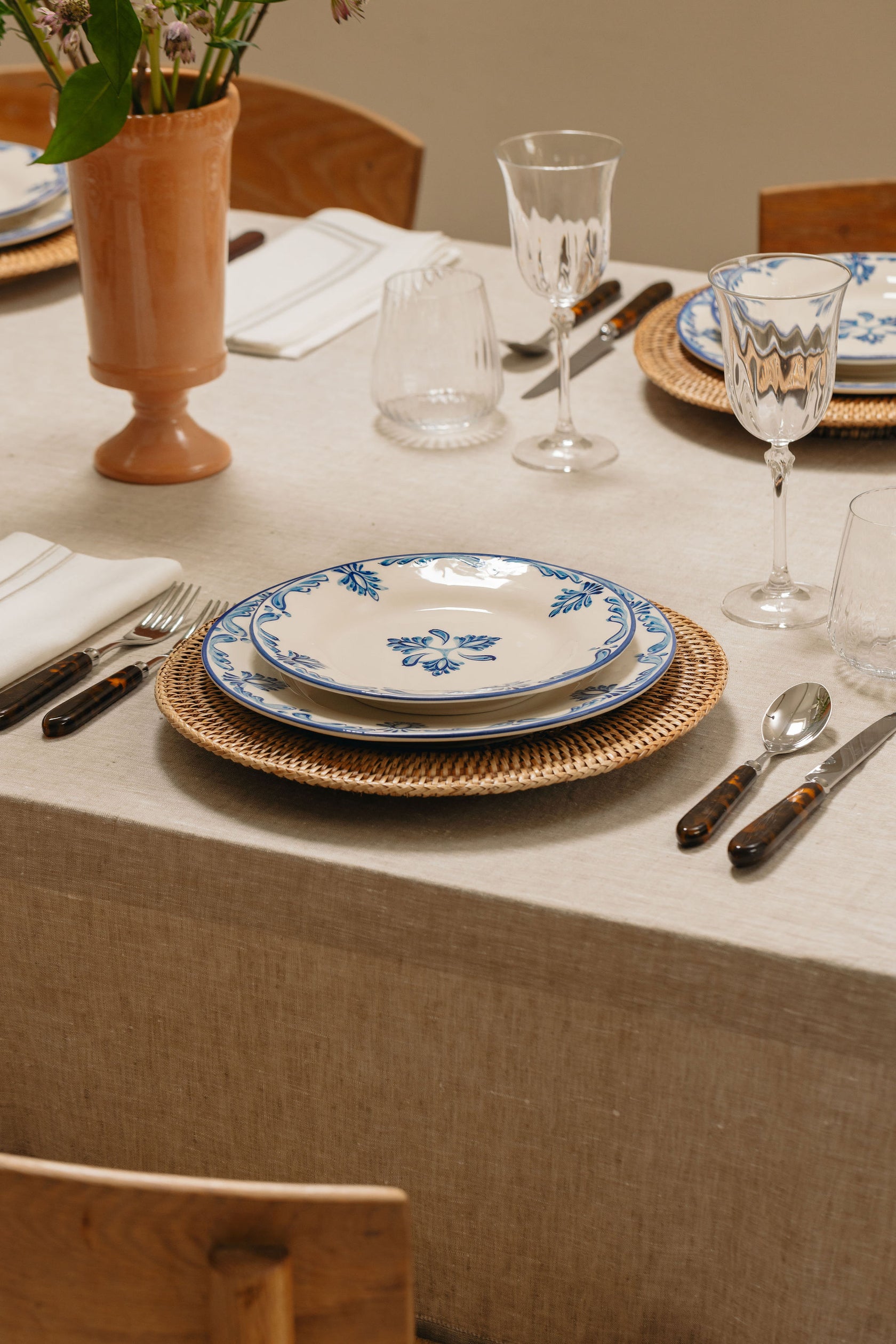 Classic Hemstitch Table Linens, Natural