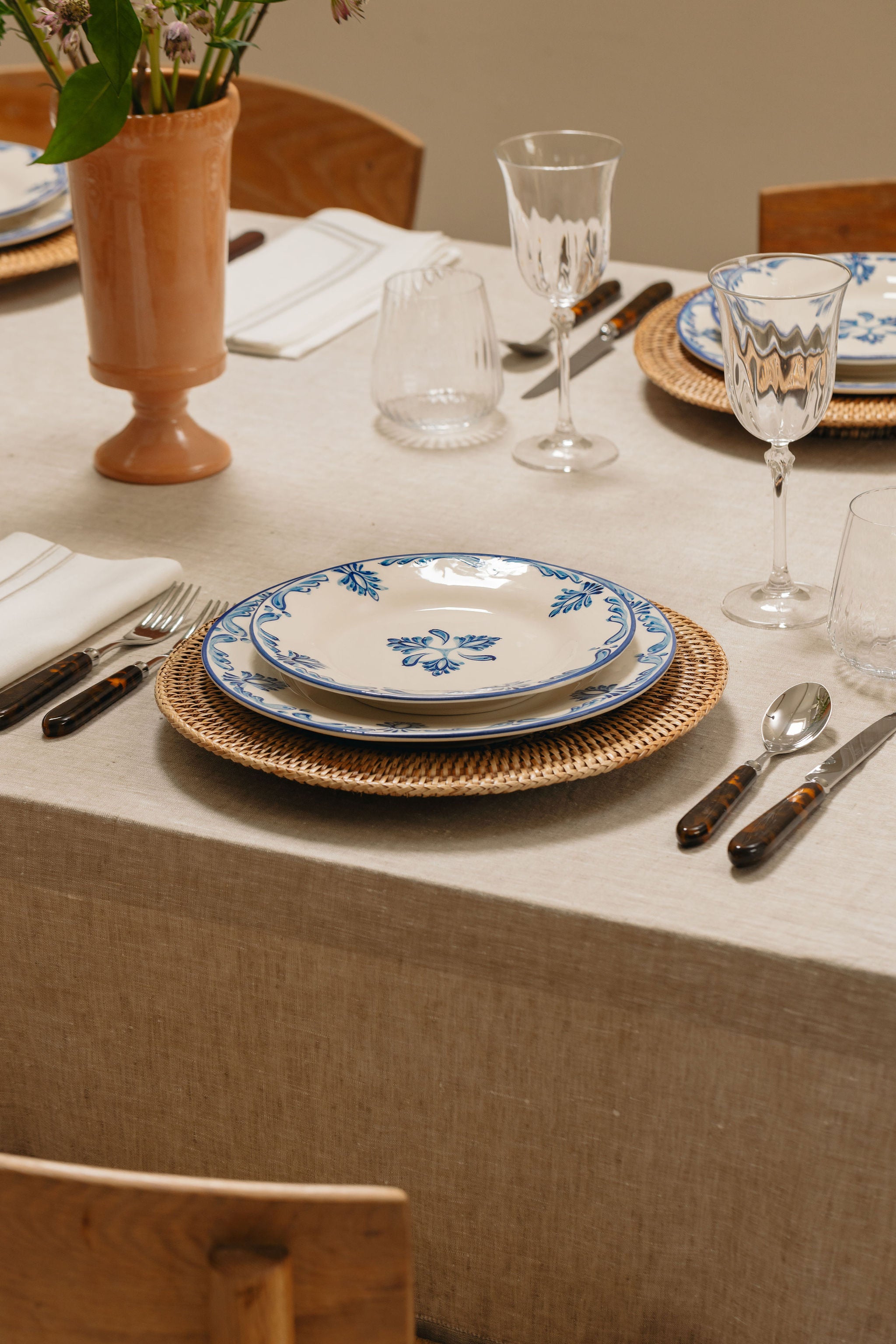 Classic Hemstitch Table Linens, Natural