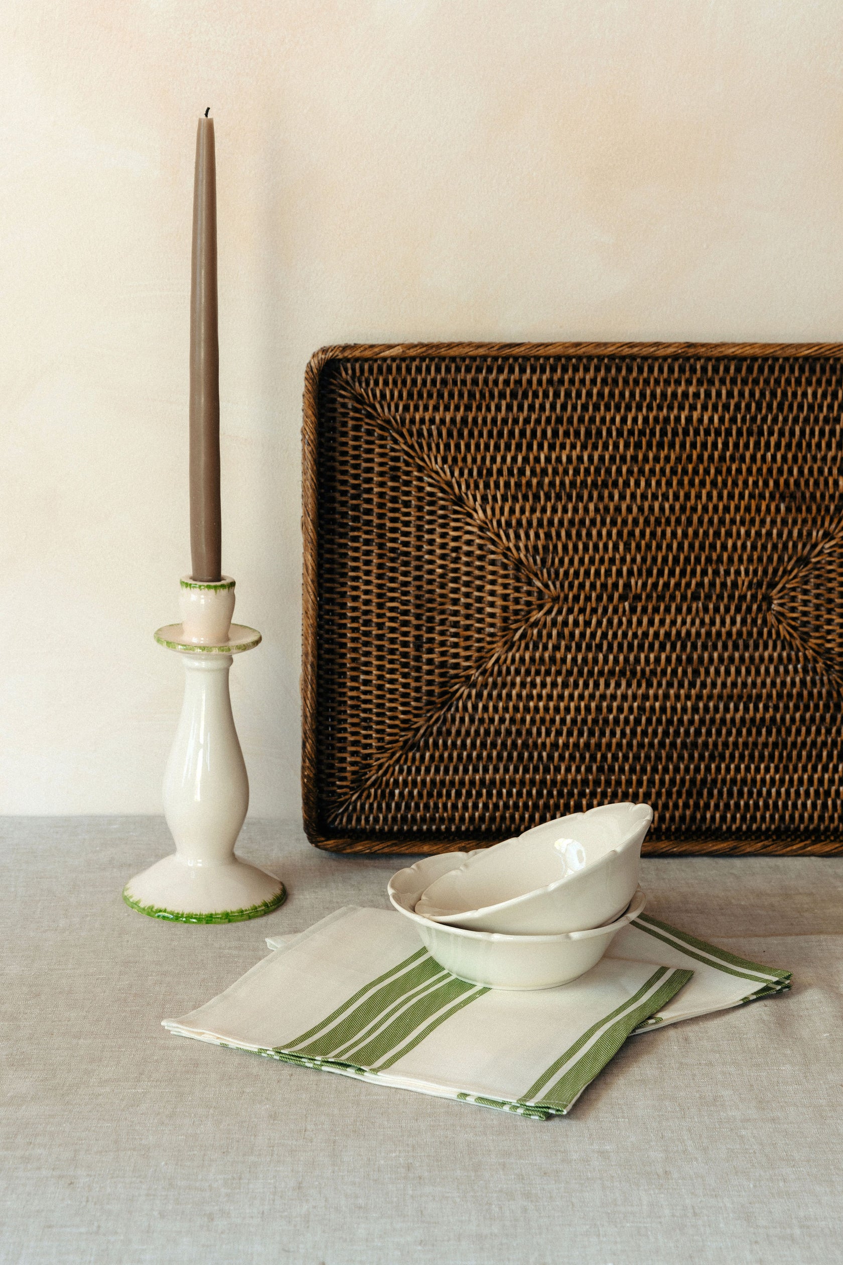 Daisy Candlestick, Leaf Green