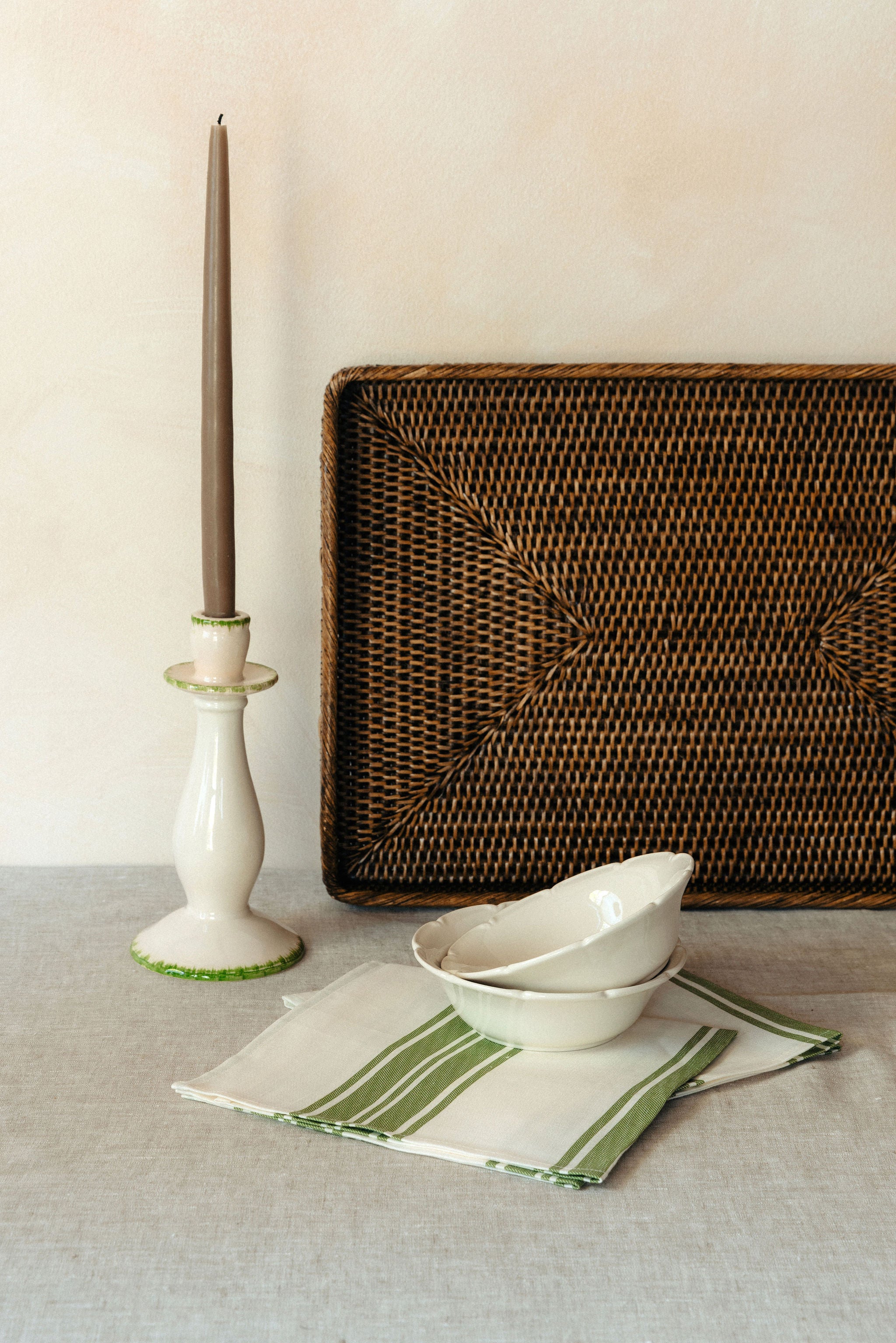 Daisy Candlestick, Leaf Green