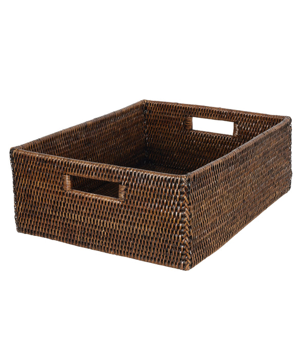 Rebecca Udall, Luxury Rattan wicker heritage storage boxes trays draws organisation. Dark Brown