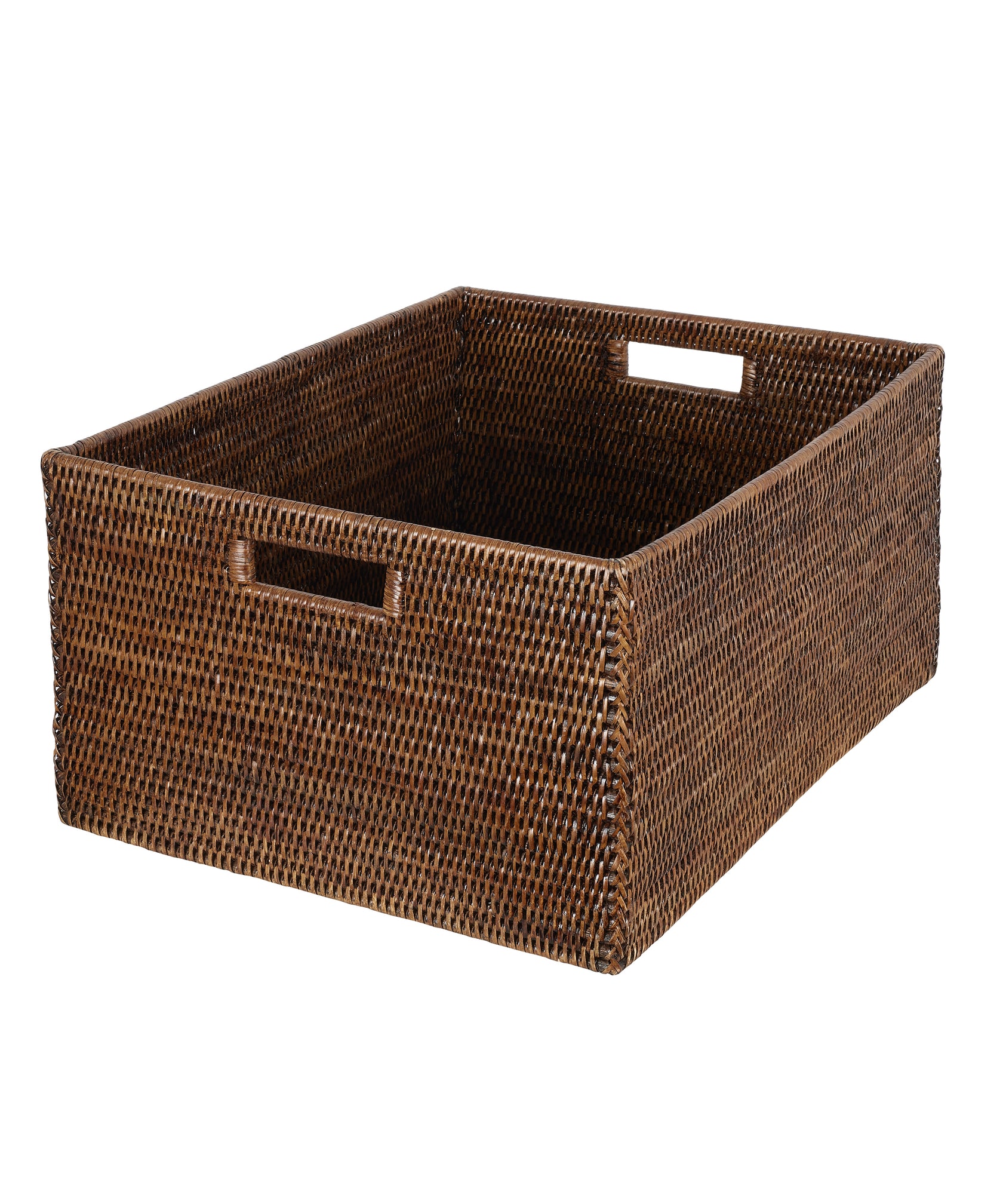 Rattan Tall Rectangular Storage Baskets, Large, Brown