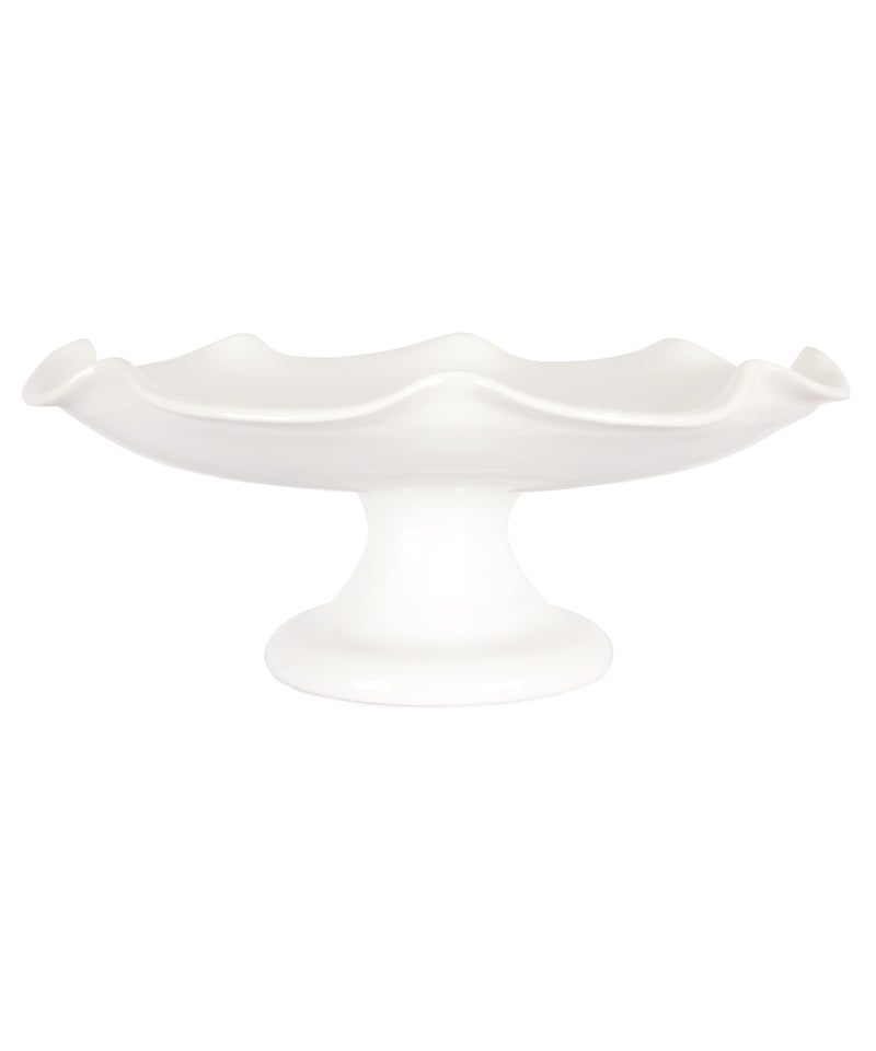 Claudia Wavy Footed Bowl, White